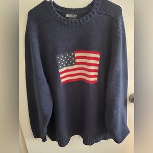 Lands End Vintage Unisex US Flag Sweater 2x